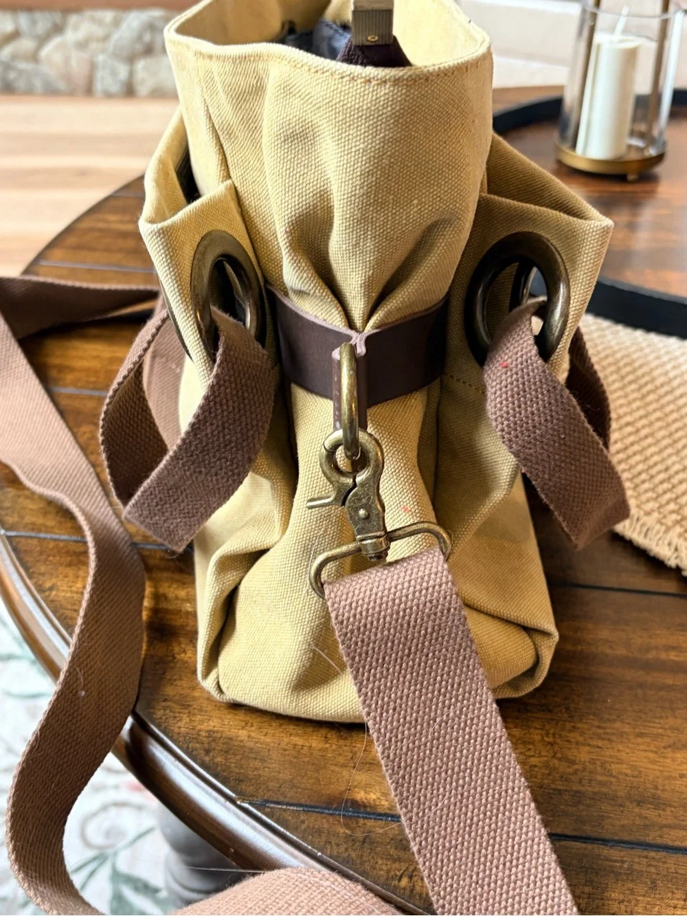 Mini Canvas Tote in Olive Green - Picture 5 of 7